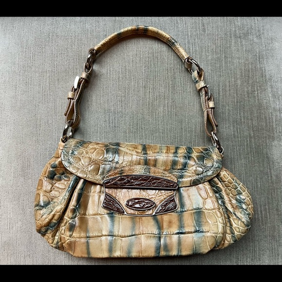 Prada crocodile satchel in blue and tan - Picture 1 of 7